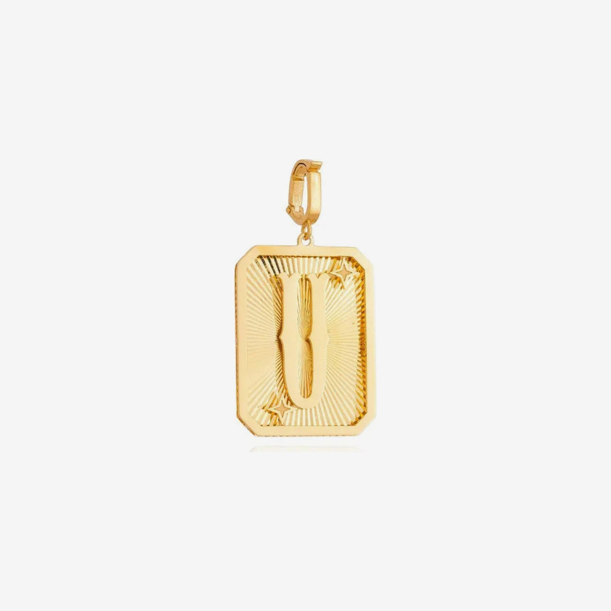 Large Initial Medal Pendant in 18K Yellow Gold, letter U | JJ Jewelry Miami
