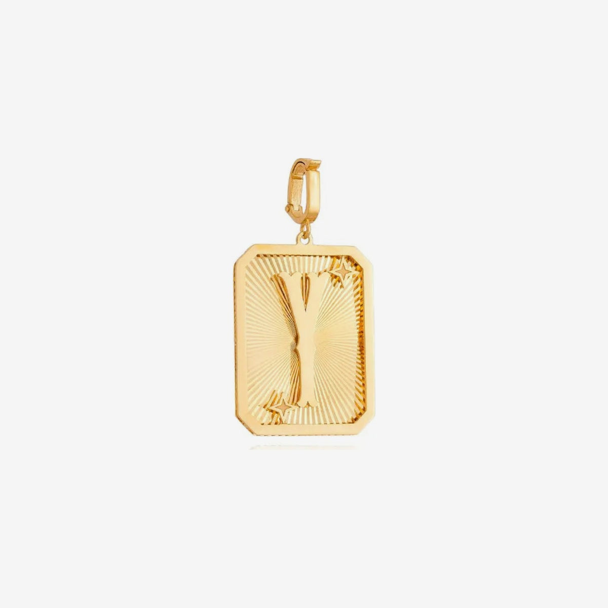 Large Initial Medal Pendant in 18K Yellow Gold, letter Y | JJ Jewelry Miami