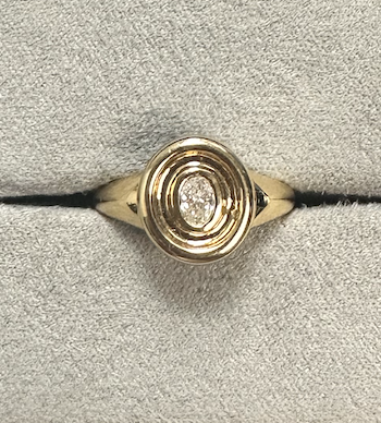 Single Diamond Oval Button Ring