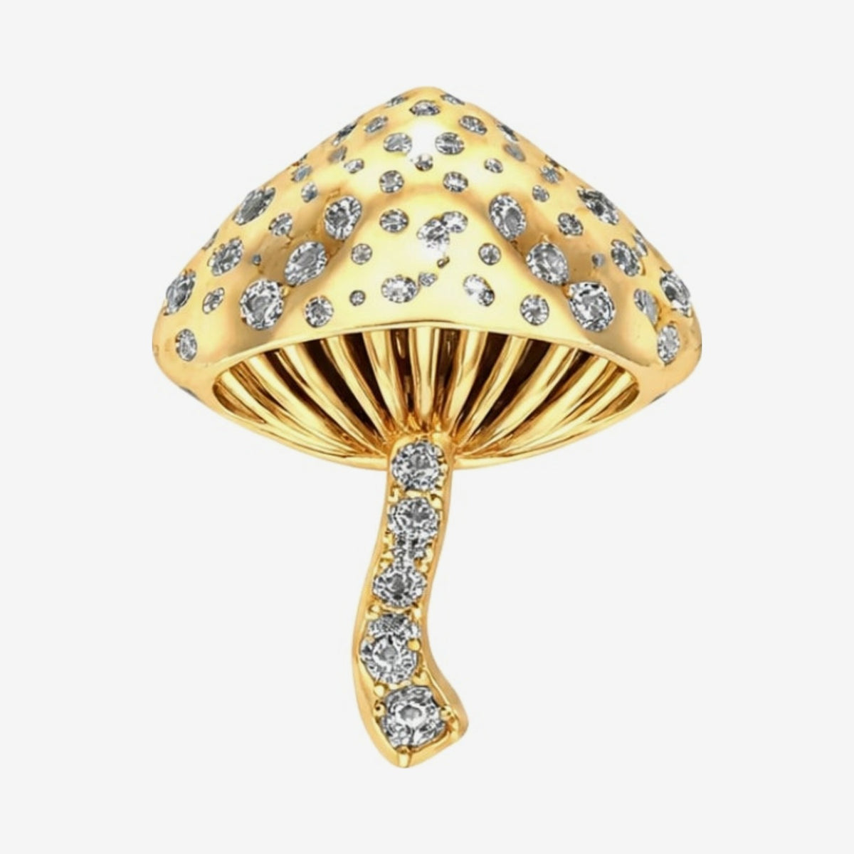 Magic Mushroom Diamond Stud by Alessa Rocks in 18K Yellow Gold, gray background | JJ Jewelry Miami