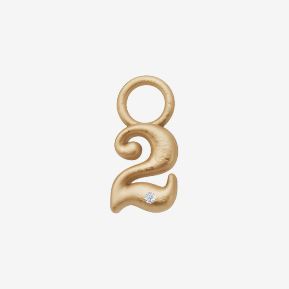 Mini Diamond Number Charm in 18K Yellow Gold by Alessa Rocks, number 2 | JJ Jewelry Miami