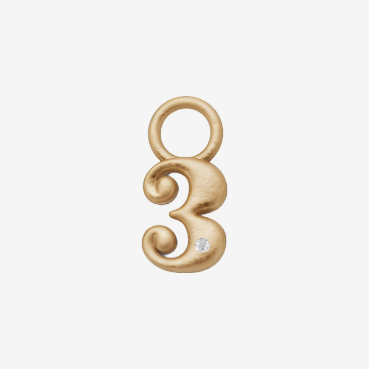 Mini Diamond Number Charm in 18K Yellow Gold by Alessa Rocks, number 3 | JJ Jewelry Miami
