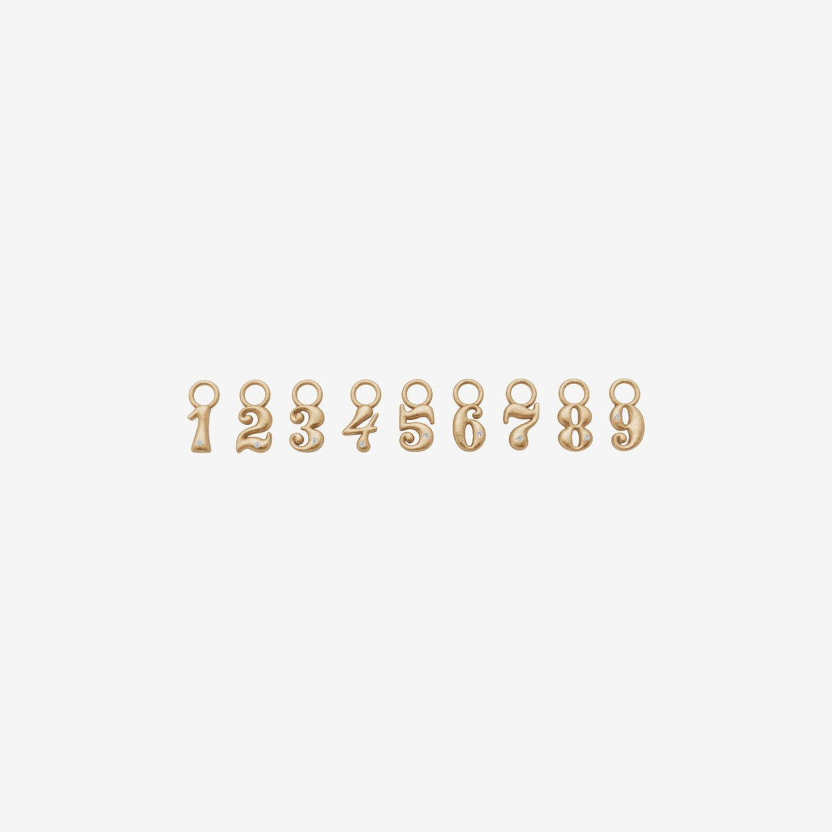 Mini Diamond Number Charm in 18K Yellow Gold by Alessa Rocks, full number collection | JJ Jewelry Miami