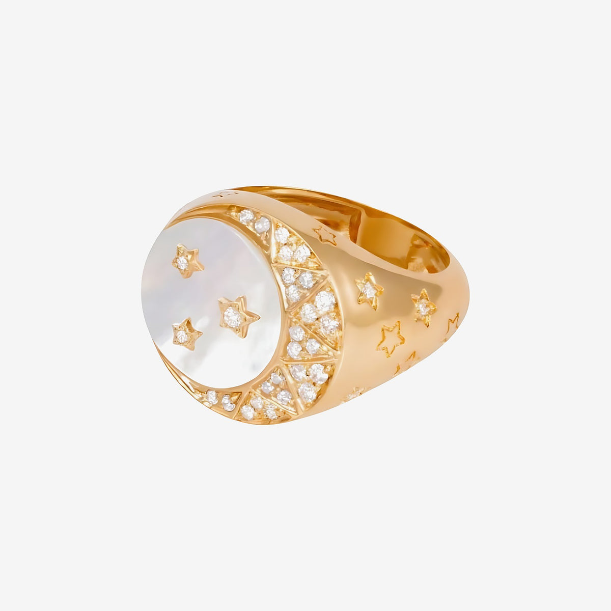 Moon Diamond Pinky Ring by L'Atelier Nawbar in 18K Yellow Gold, view 2 | JJ Jewelry