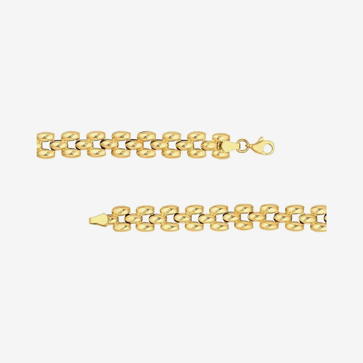 Multi Row Gold Chain Necklace in 14K Yellow Gold, angle 3, gray background | JJ Jewelry Miami