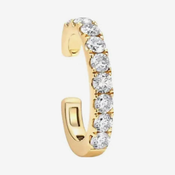 Nine Diamond Ear Cuff, gray background | JJ Jewelry Miami
