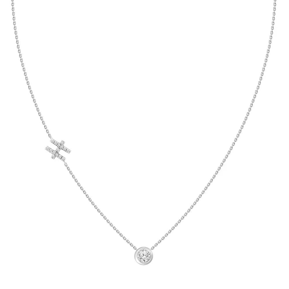 Pavé Diamond Initial Necklace, Letter H, in 18K White Gold | JJ Jewelry Miami
