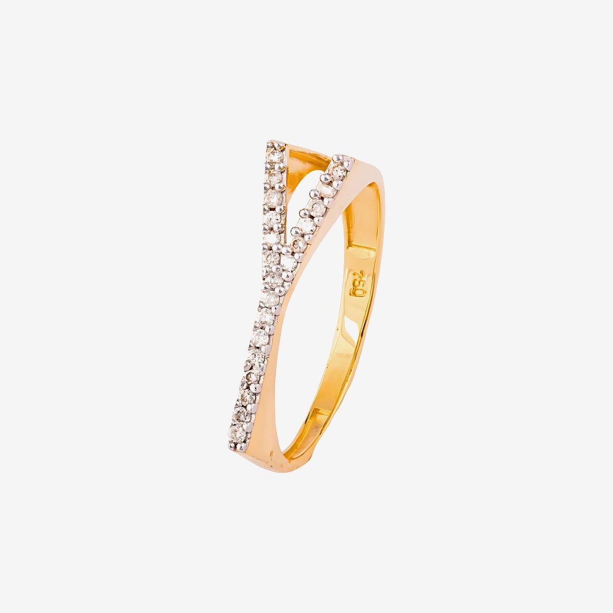 Pavé Diamond Letter Ring, Letter Y in 18K Yellow Gold | JJ Jewelry