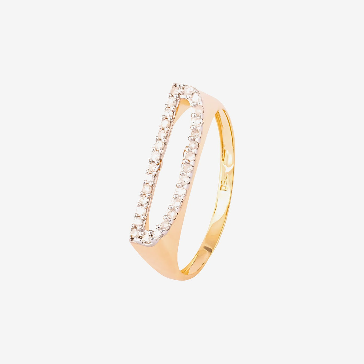 Pavé Diamond Letter Ring, Letter D in 18K Yellow Gold | JJ Jewelry