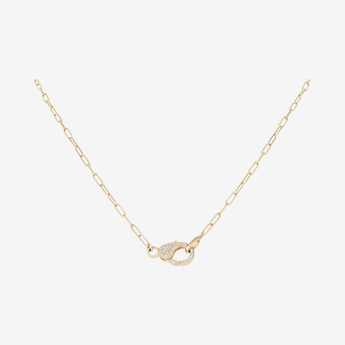 Pavé Diamond Link Necklace in 14K Yellow Gold, gray background | JJ Jewelry Miami