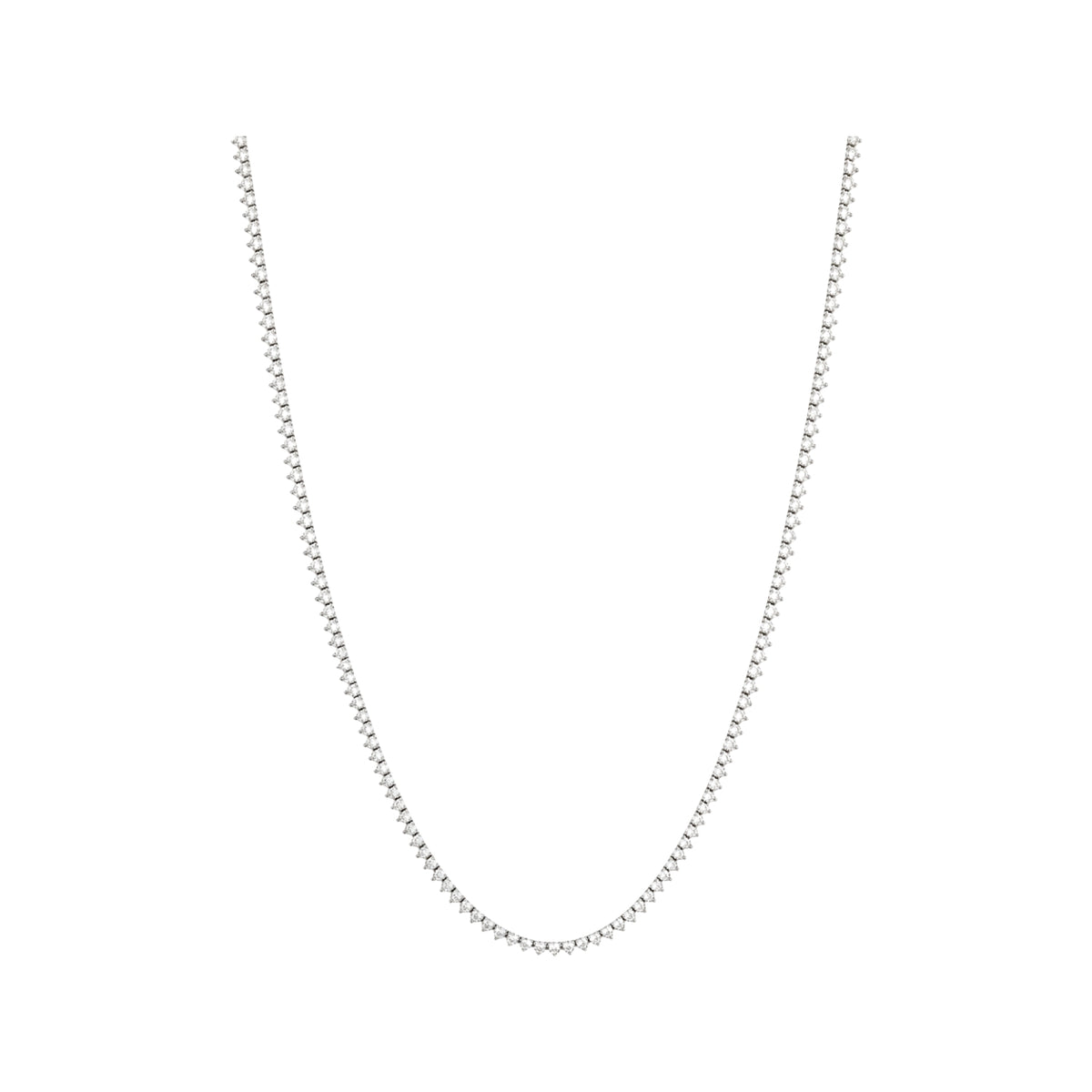 Sarita Long Diamond Tennis Necklace in 18K White Gold | JJ Jewelry Miami