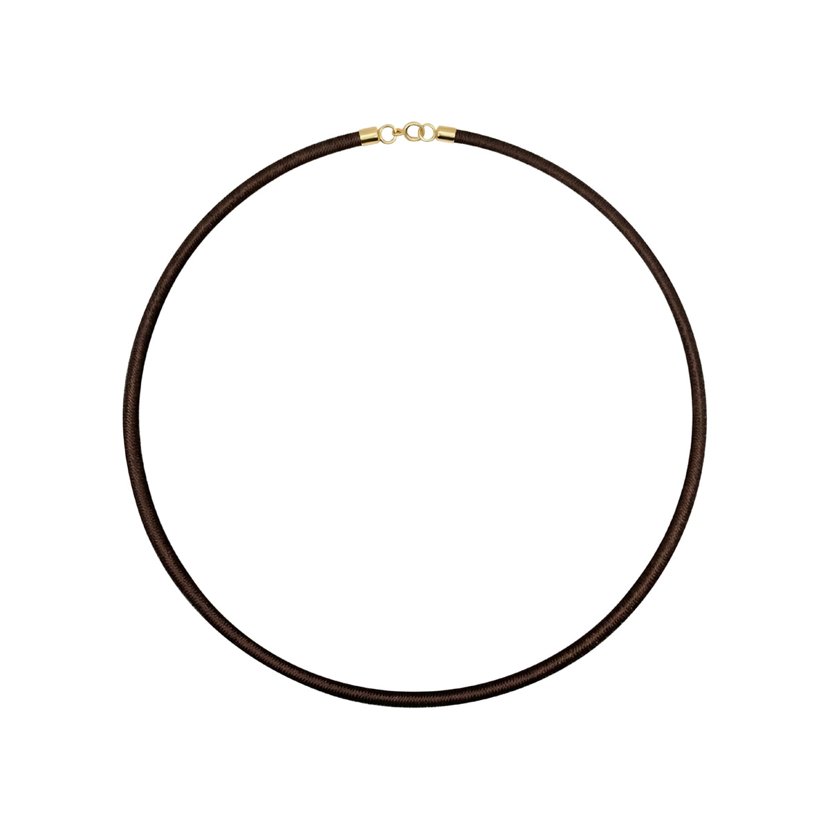 Silk Cord Necklace with 18K Yellow Gold Clasp, Brown | JJ Jewelry Miami