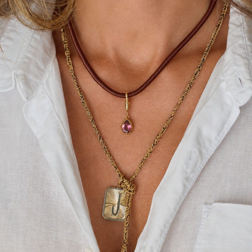 Silk Cord Necklace with Gold Clasp, lifestyle view 2 | JJ Jewelry