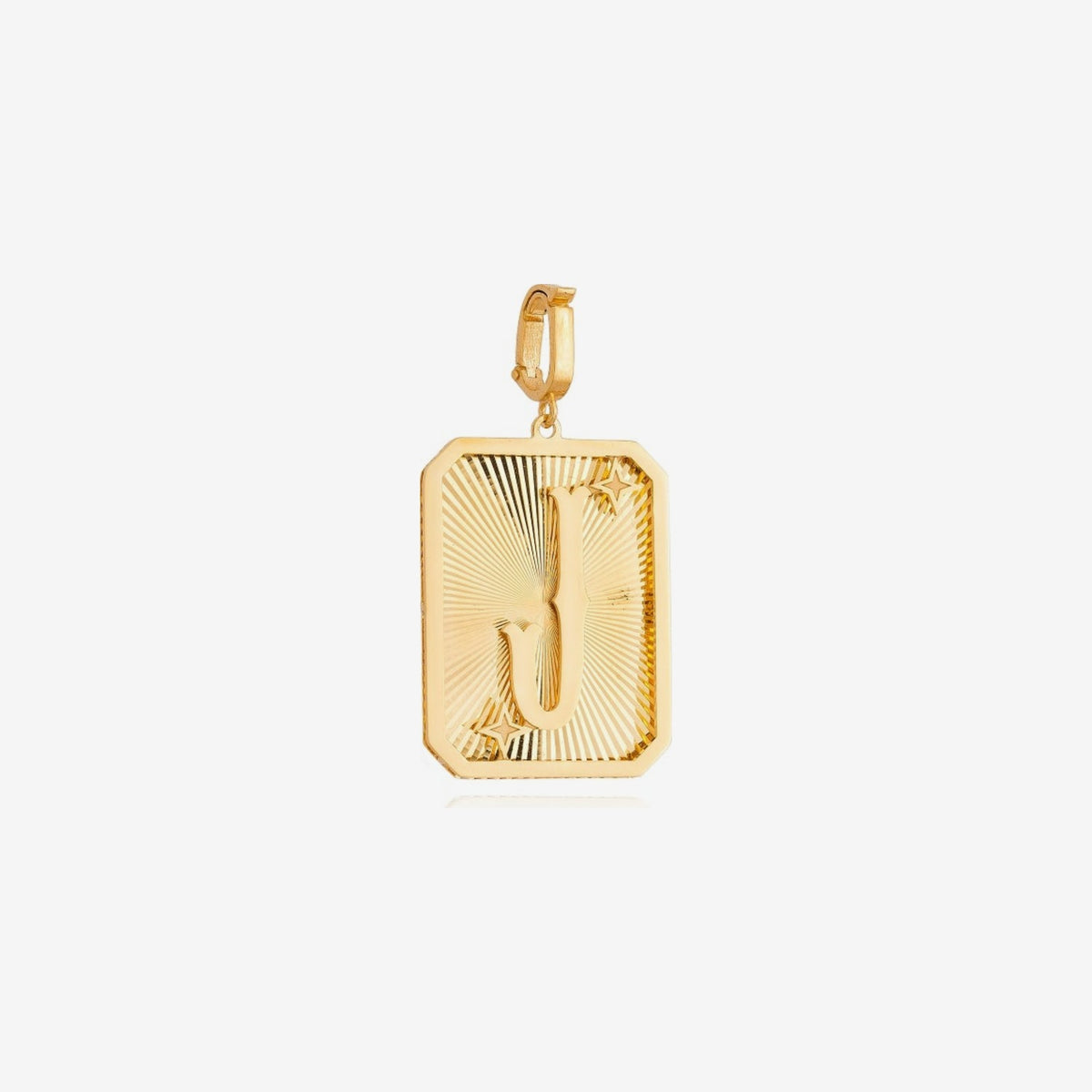 Small Initial Medal Pendant in 18K Yellow Gold, letter J | JJ Jewelry Miami