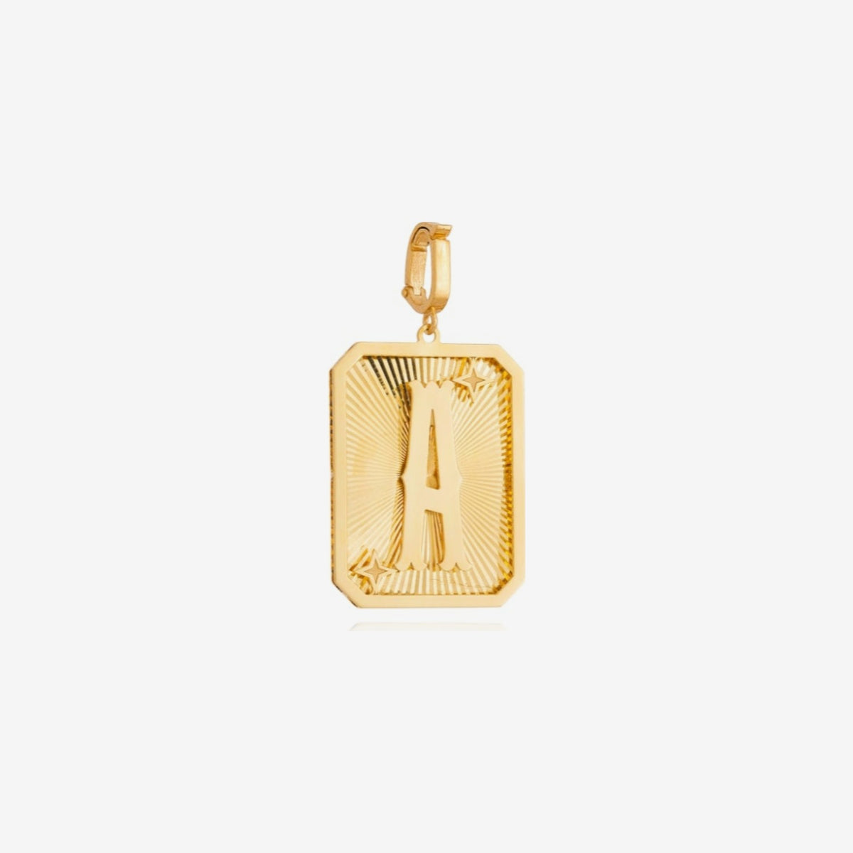 Small Initial Medal Pendant in 18K Yellow Gold, letter A | JJ Jewelry Miami