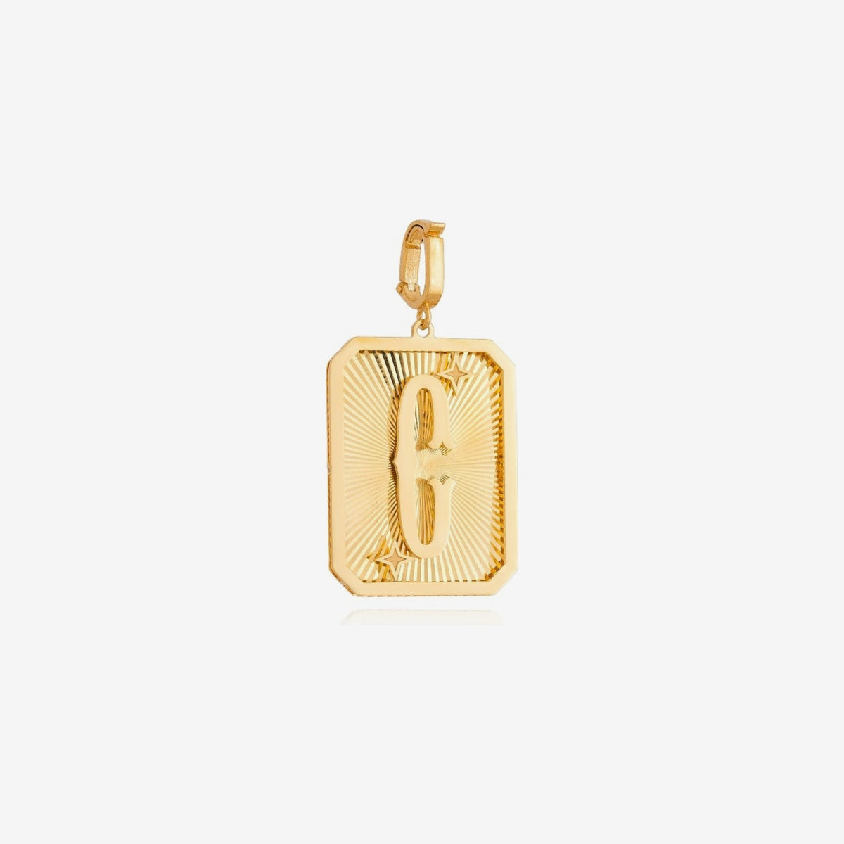 Small Initial Medal Pendant in 18K Yellow Gold, letter C | JJ Jewelry Miami