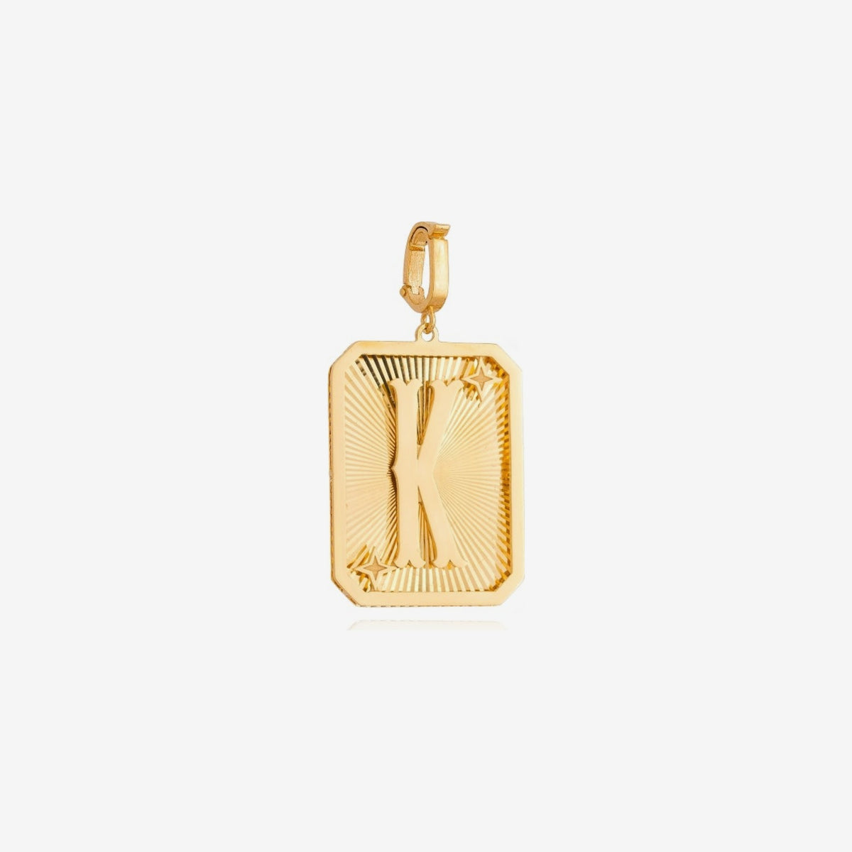 Small Initial Medal Pendant in 18K Yellow Gold, letter K | JJ Jewelry Miami