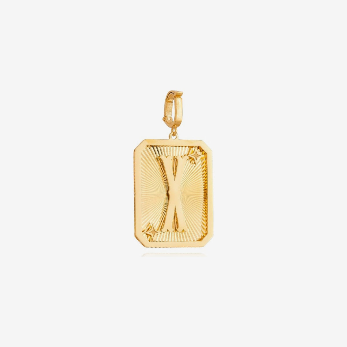 Small Initial Medal Pendant in 18K Yellow Gold, letter X | JJ Jewelry Miami