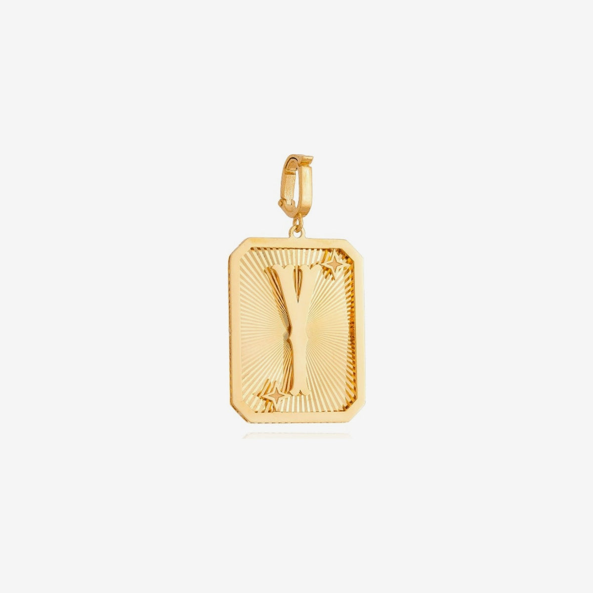 Small Initial Medal Pendant in 18K Yellow Gold, letter Y | JJ Jewelry Miami