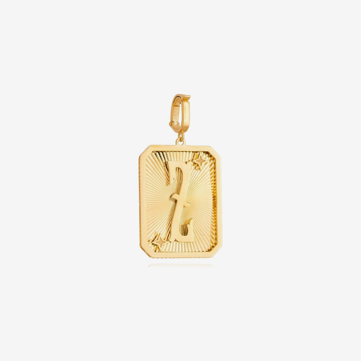 Small Initial Medal Pendant in 18K Yellow Gold, letter Z | JJ Jewelry Miami
