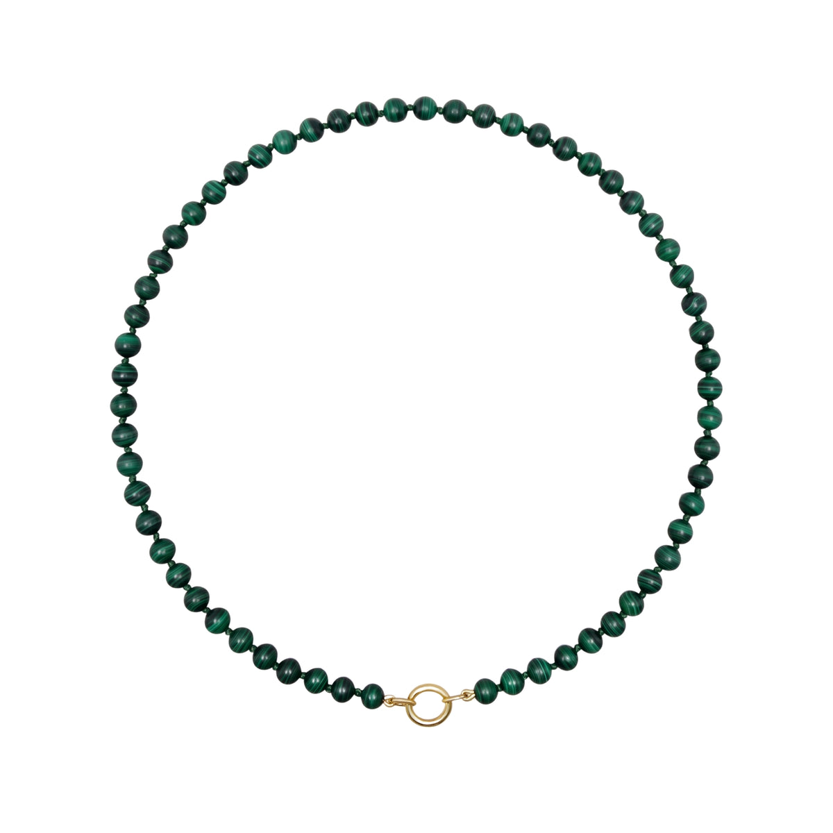 Small Malachite Bead Necklace with 14K Gold Connector | JJ Jewelry Miami