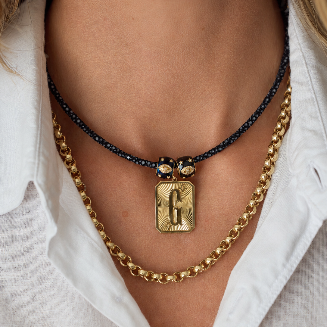 Stingray Cord Necklace with Silver Clasp, view 3 | JJ Jewelry Miami