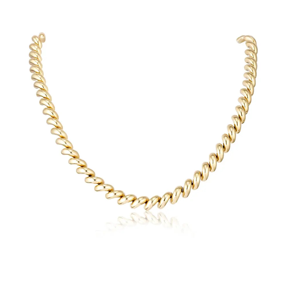 Twisted Gold Rope Necklace in 14K Yellow Gold | JJ Jewelry Miami