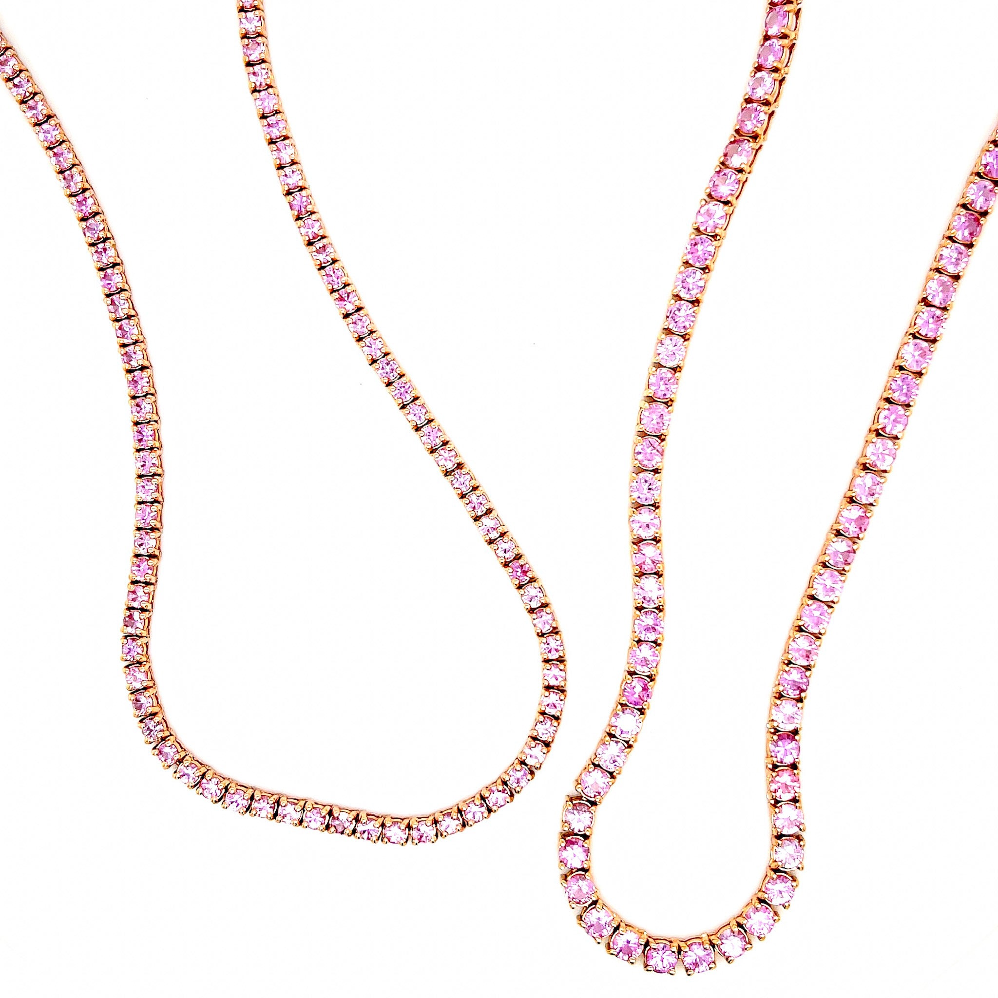 Rose Gold Finish Tennis Link Necklace Pink Lab Diamonds 18 Inch 4 MM Classy  | Amazon.com