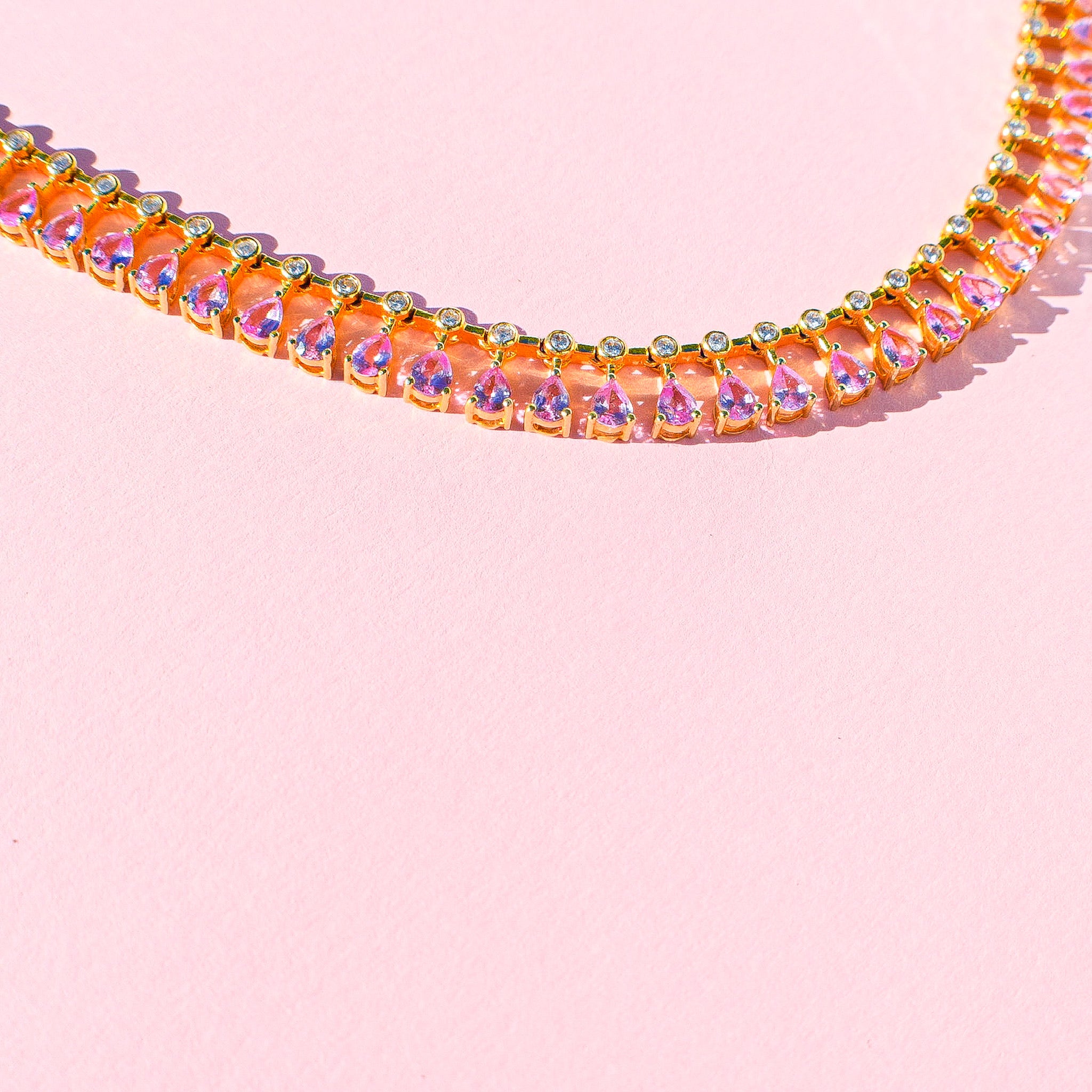 Isabella Tennis Necklace - Pink – Joy Dravecky